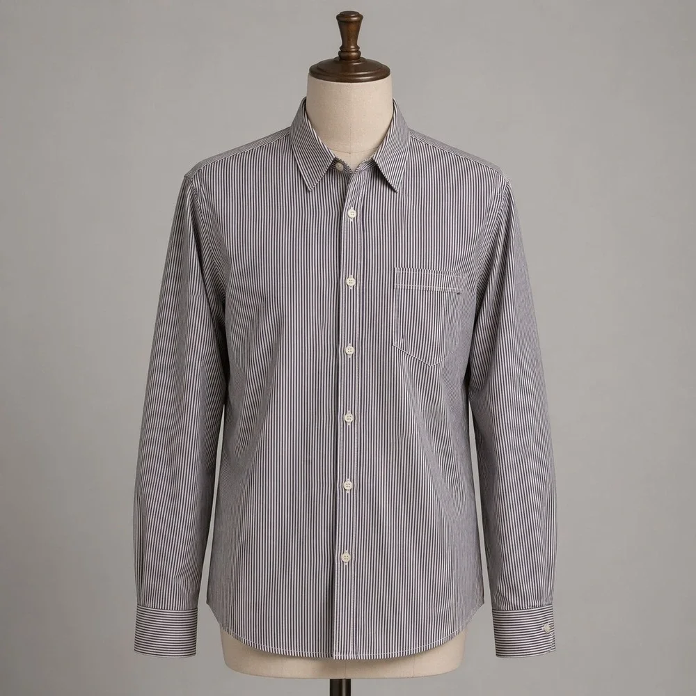 Gucci Blue Stripe High-end Career Shirt Slim Fit Authentic Men's 44 17 1/2